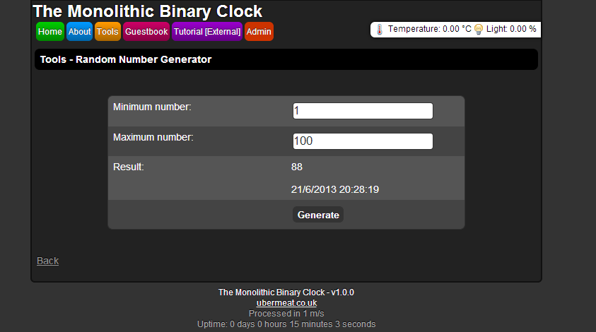 Website random number generator