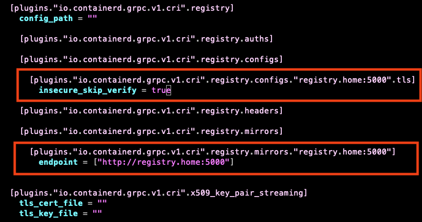After containerd toml registry config